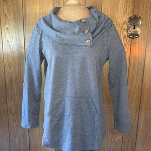 NWOT Dark Grey Cowl Neck Hoodie w/buttons